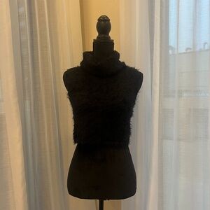 Black fuzzy sweater tank